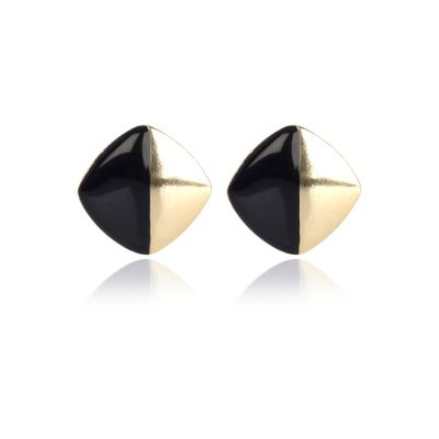Black and gold two-tone stud earrings
