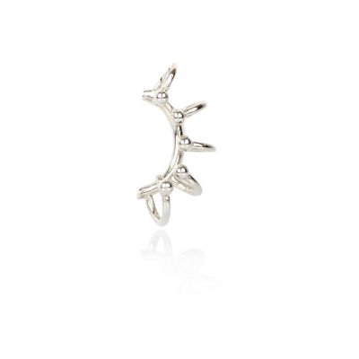 Silver tone ball ear cuff
