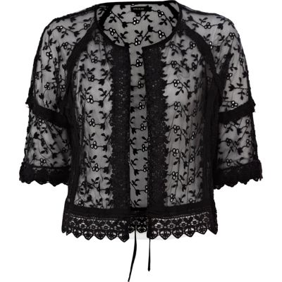 Black crochet 3/4 sleeve shacket