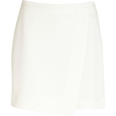 White wrap mini skirt