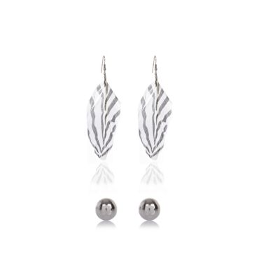 Gunmetal tone feather stud earring pack