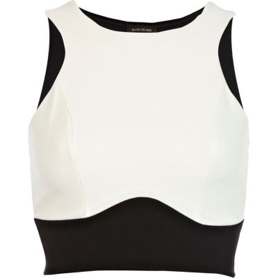 Black and white panelled crop top