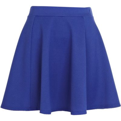 Bright blue textured skater skirt