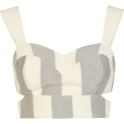Grey and white stripe cut out bralet