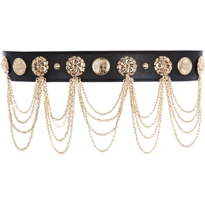 Black multi chain waist belt