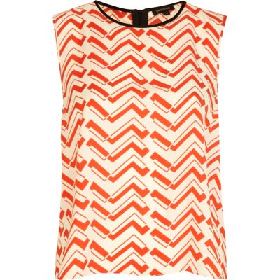 Red chevron print sleeveless top