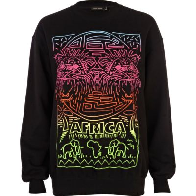 Black Africa fluro print sweatshirt