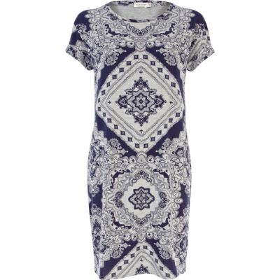 Navy bandana print t-shirt tube dress