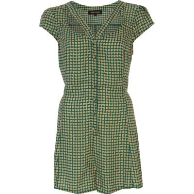 Green tile print cut out playsuit
