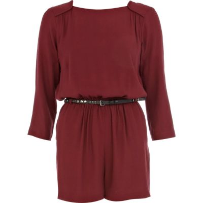 Rust red 3/4 sleeve smart playsuit