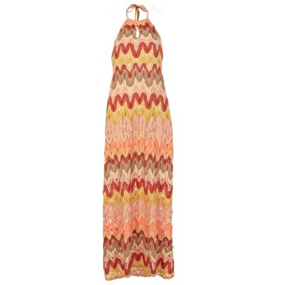 Orange Chelsea Girl zig zag maxi dress