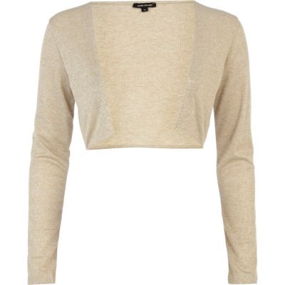 Gold metallic cropped bolero cardigan