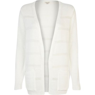 White thick and thin stripe cardigan