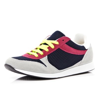 Pink colour block trainers