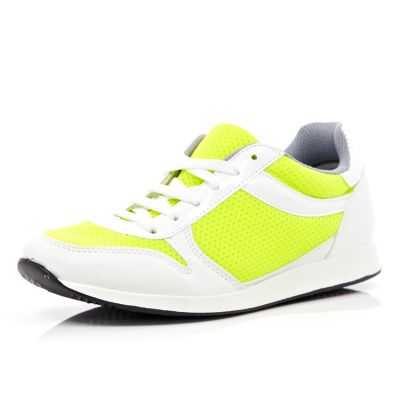 Yellow colour block trainers