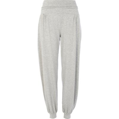 Grey drop crotch harem trousers