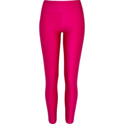 Pink wet look high waisted leggings