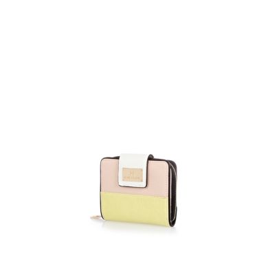 Yellow colour block square purse