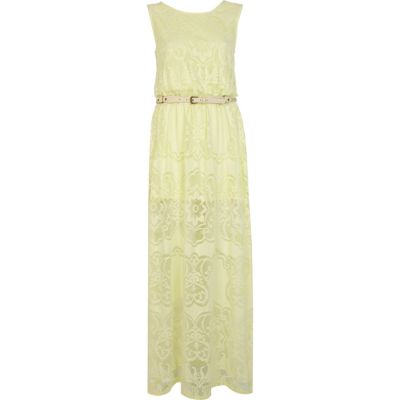 Green Chelsea Girl lace maxi dress