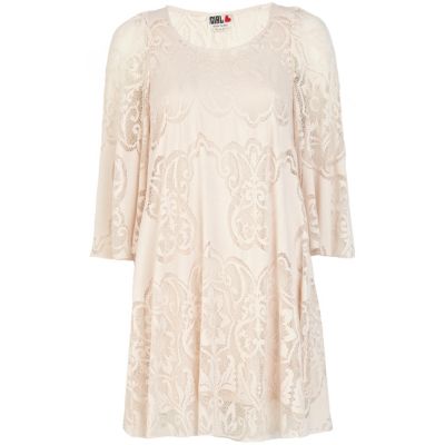 Cream Chelsea Girl lace angel sleeve dress