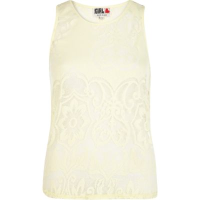 Pale green Chelsea Girl lace shell top