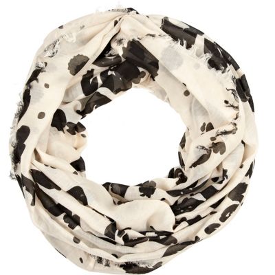 Cream graffiti print snood