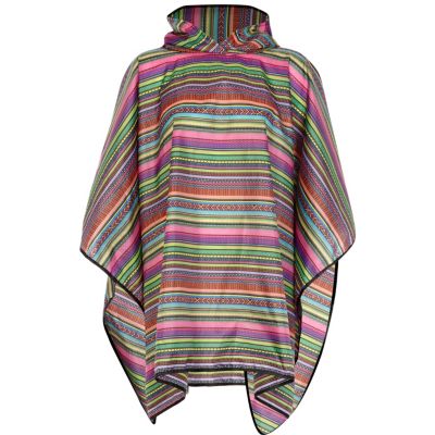 Pink aztec print poncho in a bag