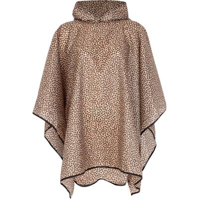 Beige animal print poncho in a bag