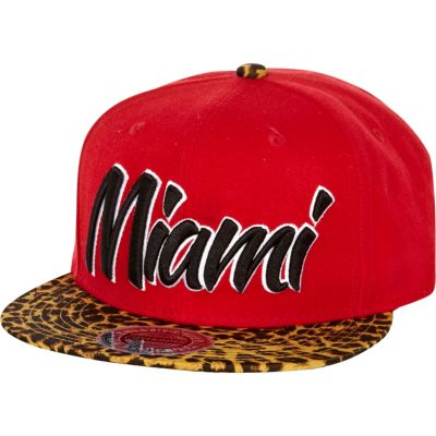 Red Miami leopard print peak trucker hat