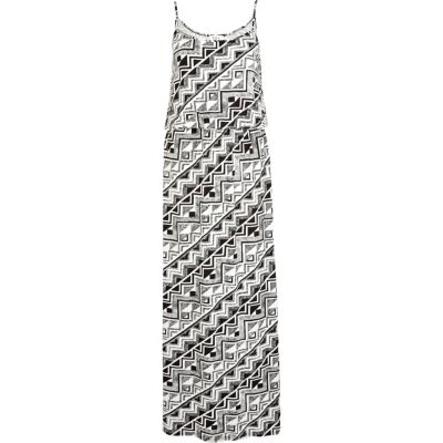 Black geometric print cami maxi dress