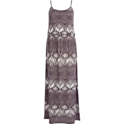 Black aztec print waisted cami maxi dress