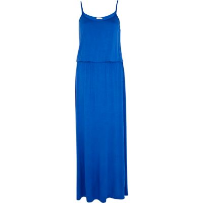 Blue waisted cami maxi dress