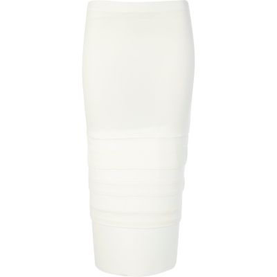 White sheer panel pencil skirt