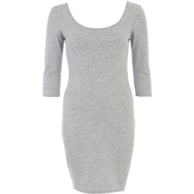 Grey marl scoop neck backless ballerina dress