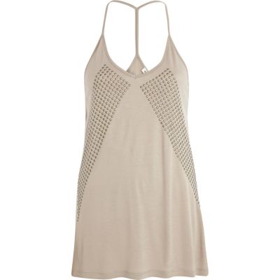 Beige heatseal pattern cami top