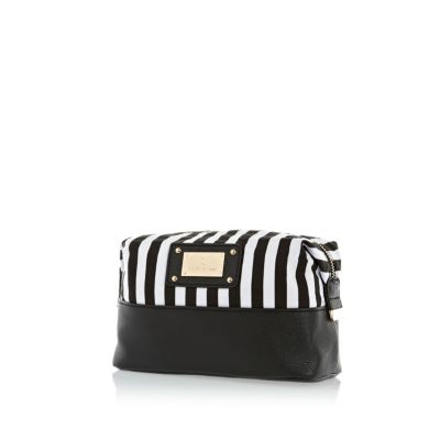 Black stripe panel make up bag