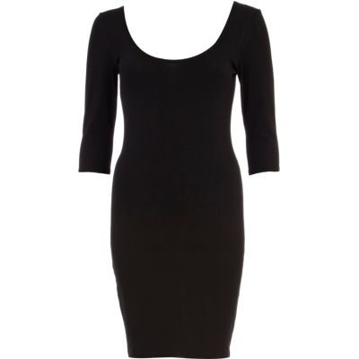 Black scoop neck backless ballerina dress