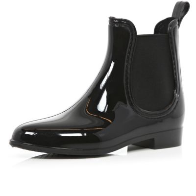 Black high shine chelsea boot wellies