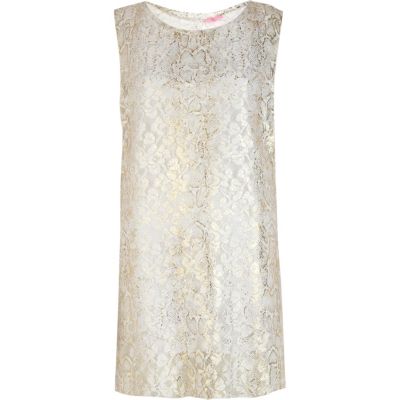 Cream snake foil print tank dress