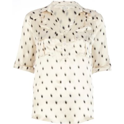 Cream printed utility shirt 
