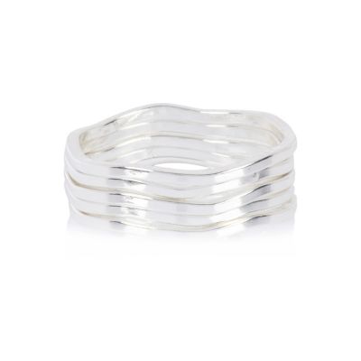 Silver plated stacked ring
