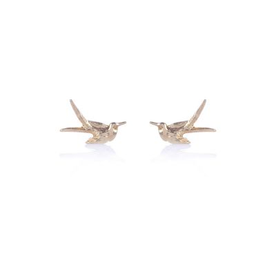 Gold plated swallow stud earrings
