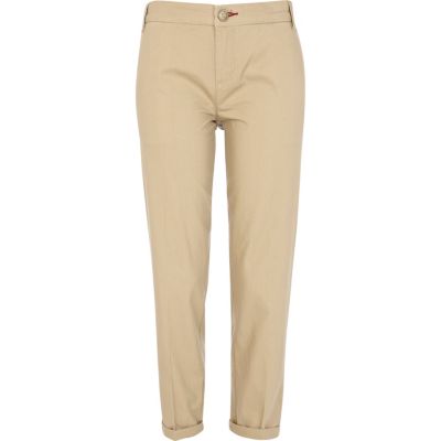 Beige turn up chinos