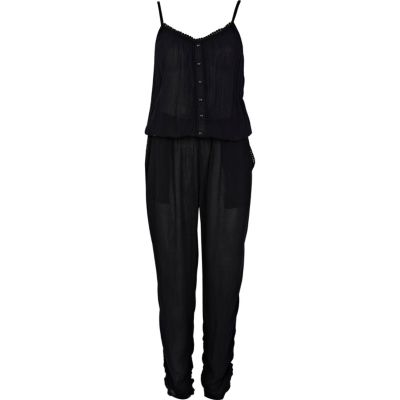 Black casual cami jumpsuit
