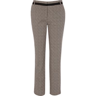 Black mini tile print smart trousers