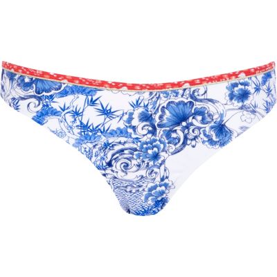 Red oriental print bikini bottoms