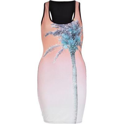 Orange Pacha palm print racer back dress