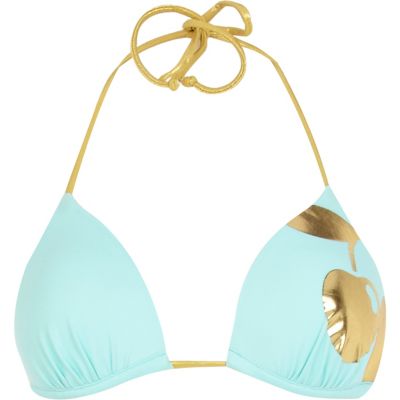 Green Pacha foil print bikini top