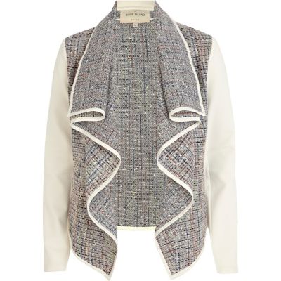 Blue boucle waterfall jacket
