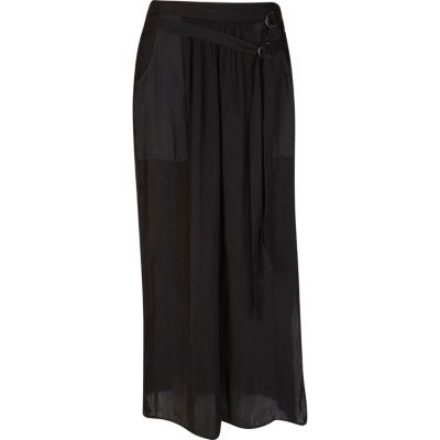 Black sheer utility maxi skirt